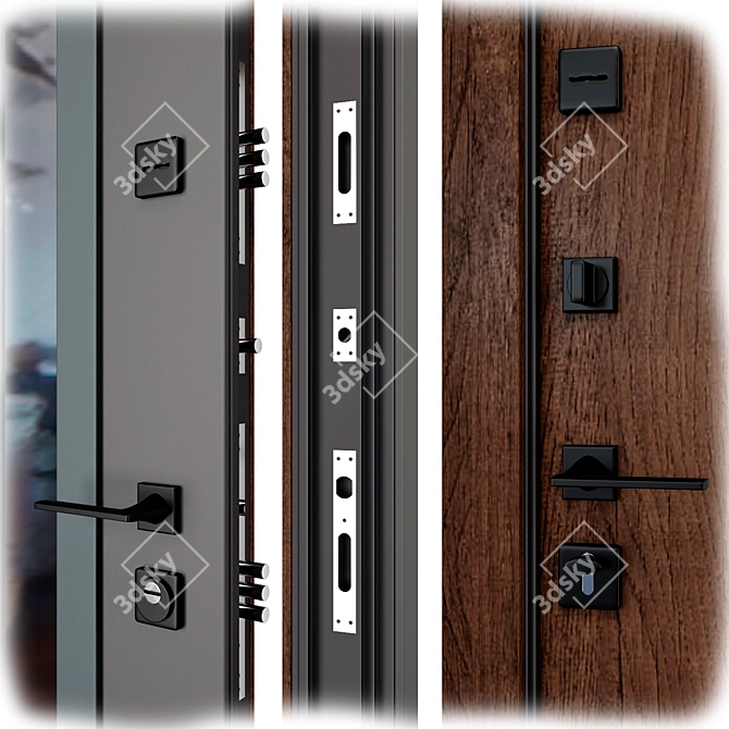 Brown Entry Metal Door (QDoors) 3D model image 7