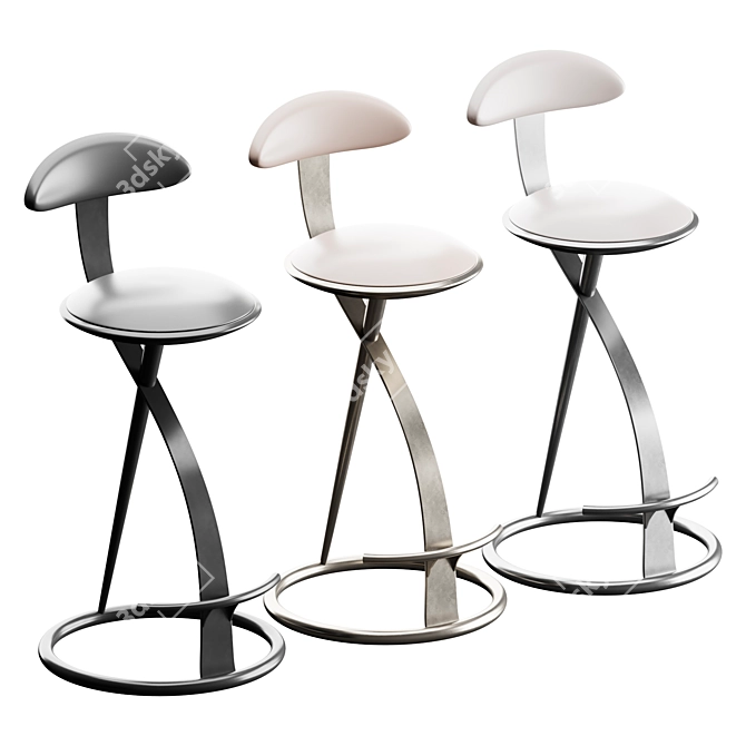 Ravo Upholstered Metal Frame Counter Stool 3D model image 2