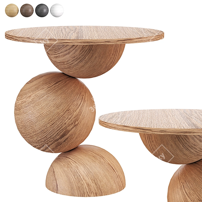 Aogashima Oak Lacquered Table 3D model image 1