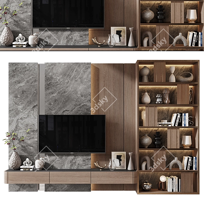 Contemporary TV Wall Decor Shelf 3D model image 3