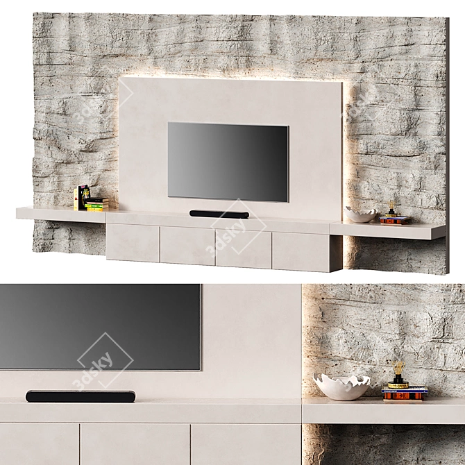 Sleek Stone TV Wall Mount 3D model image 1