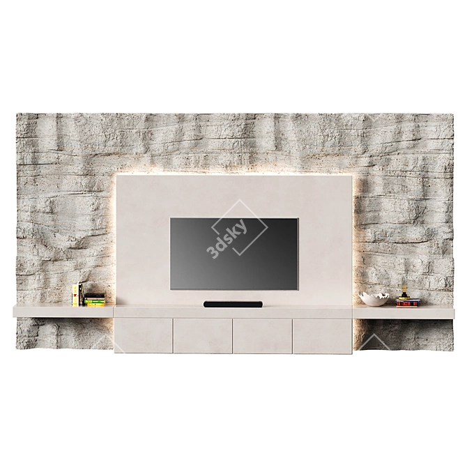 Sleek Stone TV Wall Mount 3D model image 2