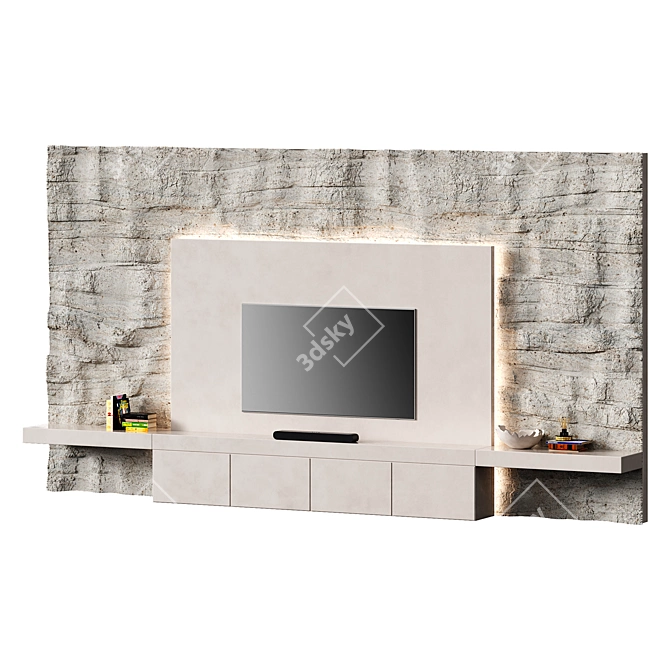 Sleek Stone TV Wall Mount 3D model image 3