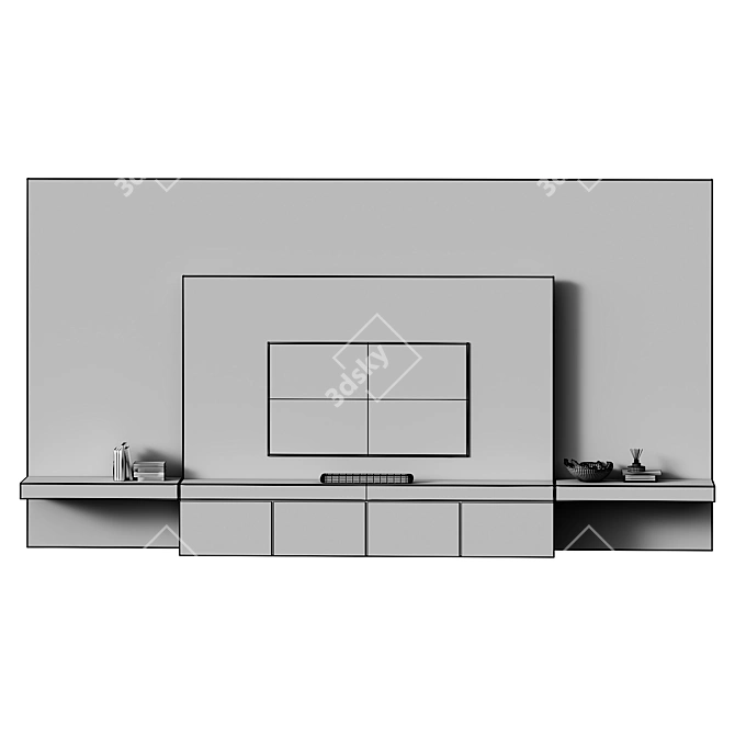 Sleek Stone TV Wall Mount 3D model image 5