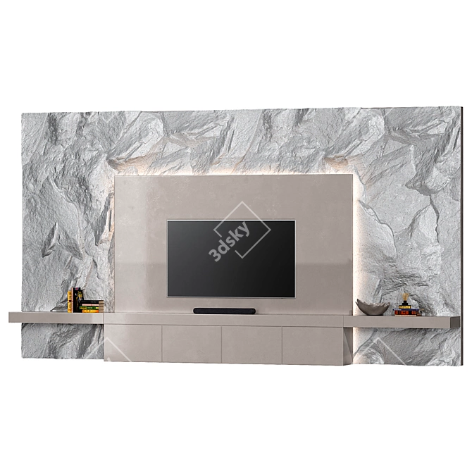 Sleek Stone TV Wall Mount 3D model image 6