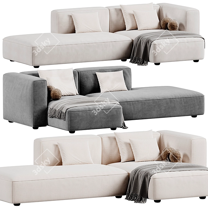 Luxurious Butter Soft Sofa 3D model image 1