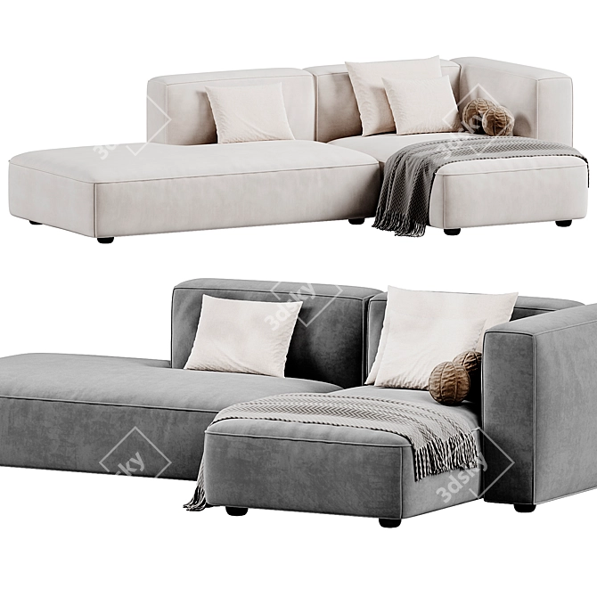 Luxurious Butter Soft Sofa 3D model image 3