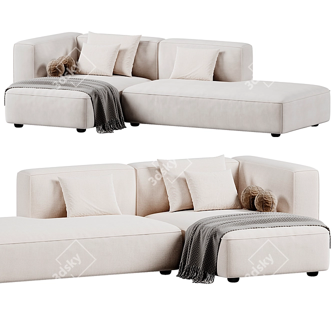 Luxurious Butter Soft Sofa 3D model image 4