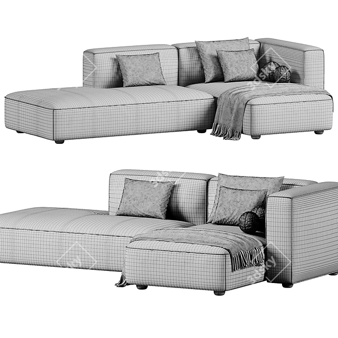 Luxurious Butter Soft Sofa 3D model image 5