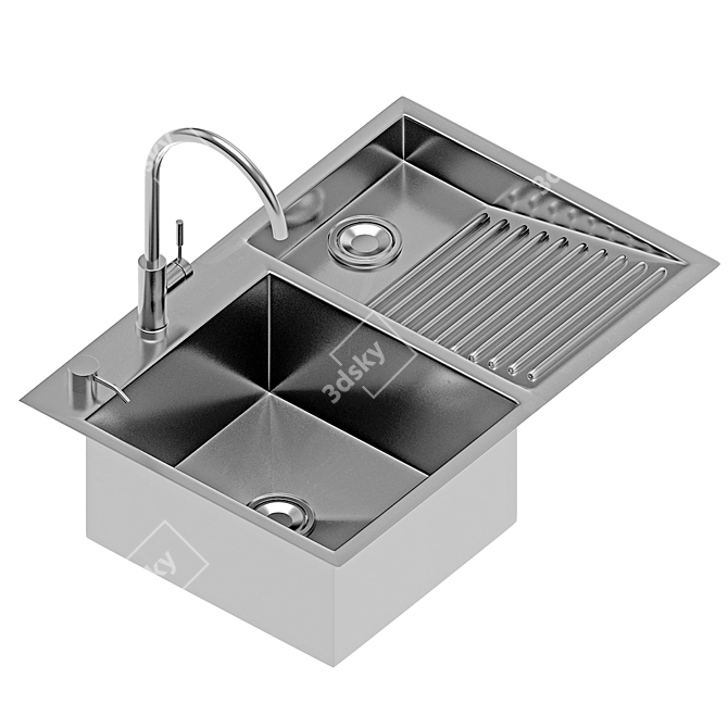 Stainless Steel Double Bowl Laundry Sink 3D model image 1