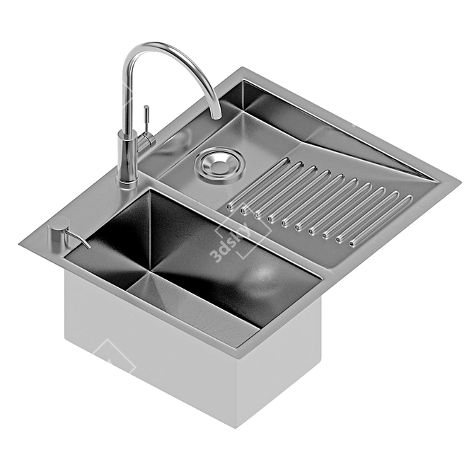 Stainless Steel Double Bowl Laundry Sink 3D model image 3