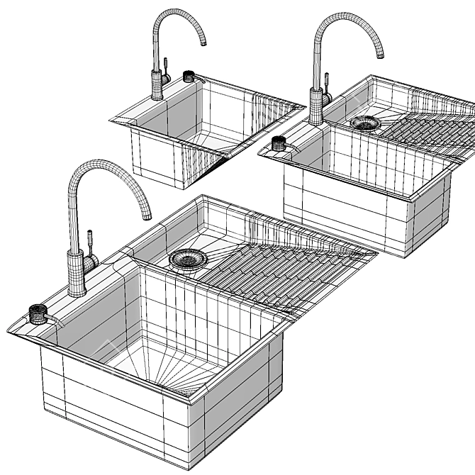 Stainless Steel Double Bowl Laundry Sink 3D model image 5