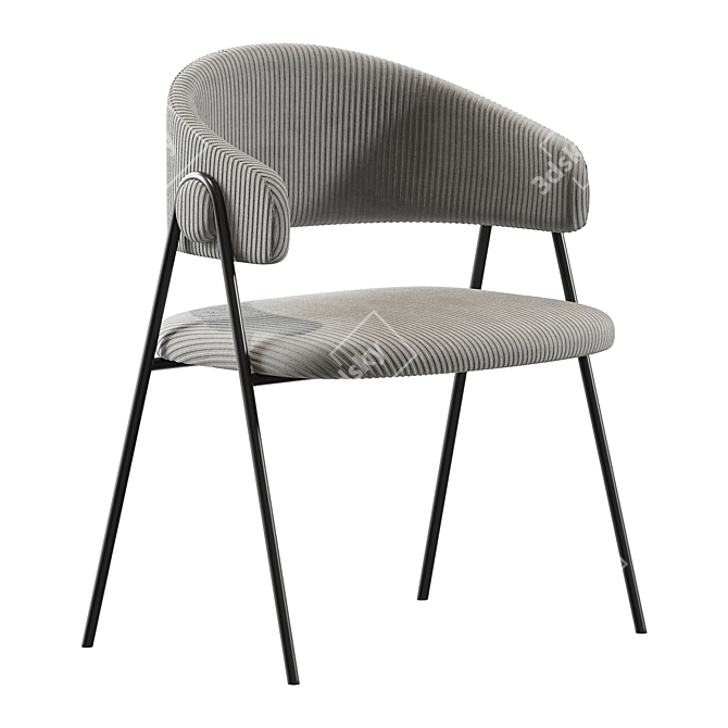 Collins Velvet Grey Chair 3D model image 2