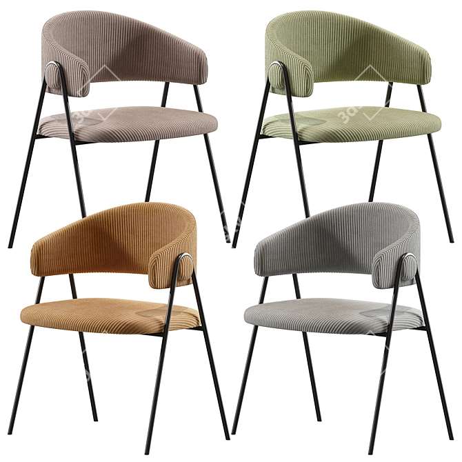 Collins Velvet Grey Chair 3D model image 3