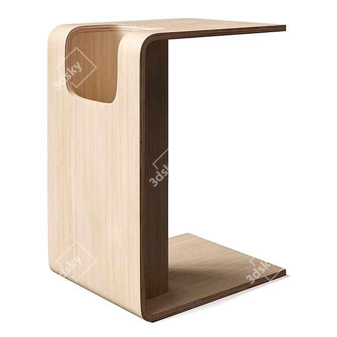 Oak Wood C-Style Magazine Rack 3D model image 3