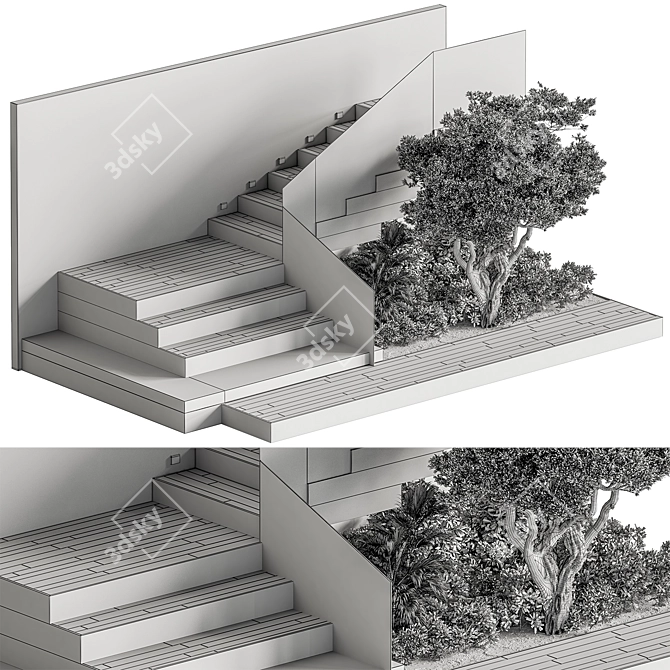 Outdoor Stairs Set 103 3D model image 4