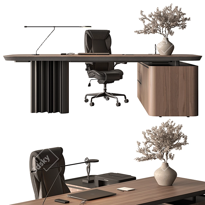 Executive Office Desk - Premium Design 3D model image 5
