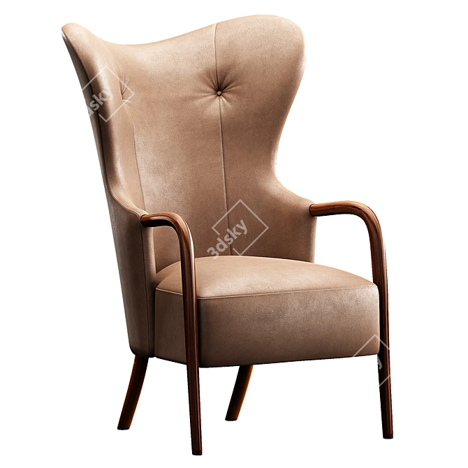 Stylish Leather Accent Chair 3D model image 1