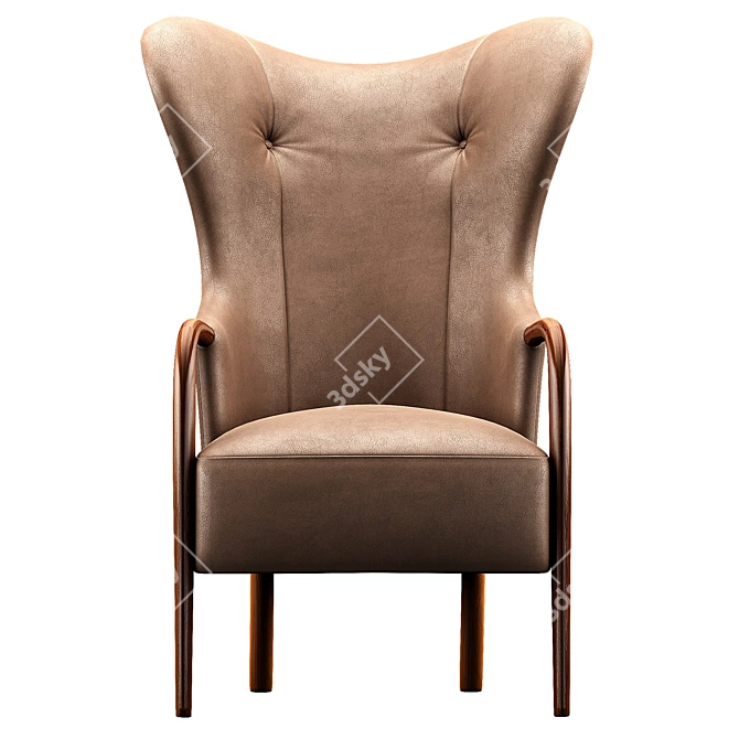 Stylish Leather Accent Chair 3D model image 3