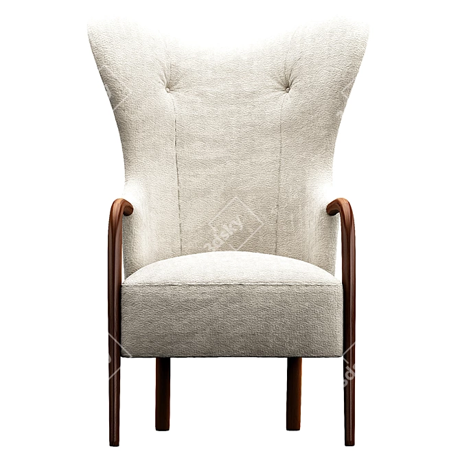 Stylish Leather Accent Chair 3D model image 4