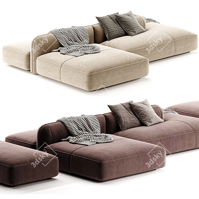 Luxurious Royalty Sectional Sofa 2022 3D model image 1