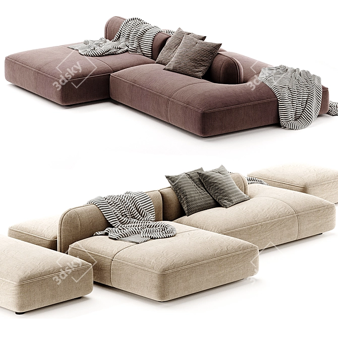 Luxurious Royalty Sectional Sofa 2022 3D model image 8