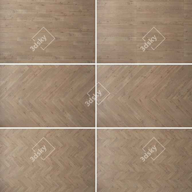 Premium Wooden Floor Set - 4 Colors, 6 Masonry Options 3D model image 2