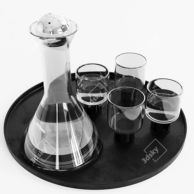 Elegant Glassware Set with Jugs 3D model image 2