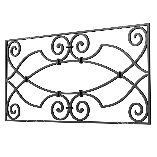 Ornate Wrought Iron Fence Kit 3D model image 3