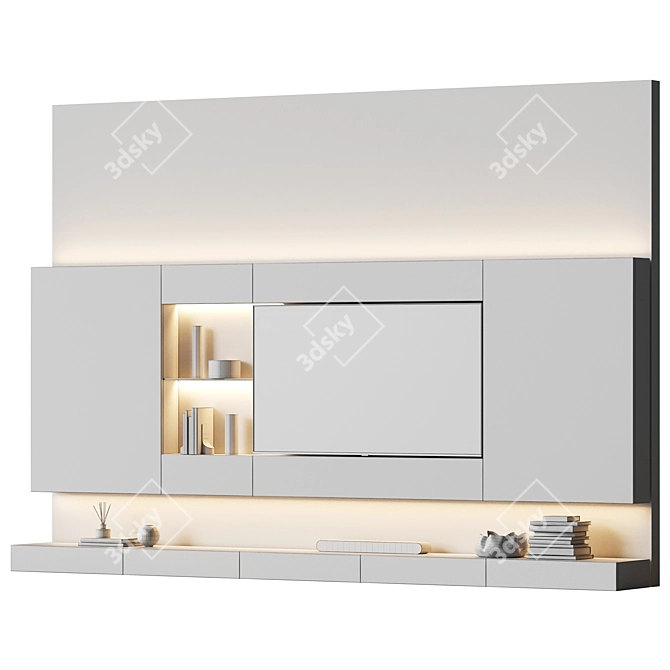 Sleek Stone Surface TV Wall 3D model image 6