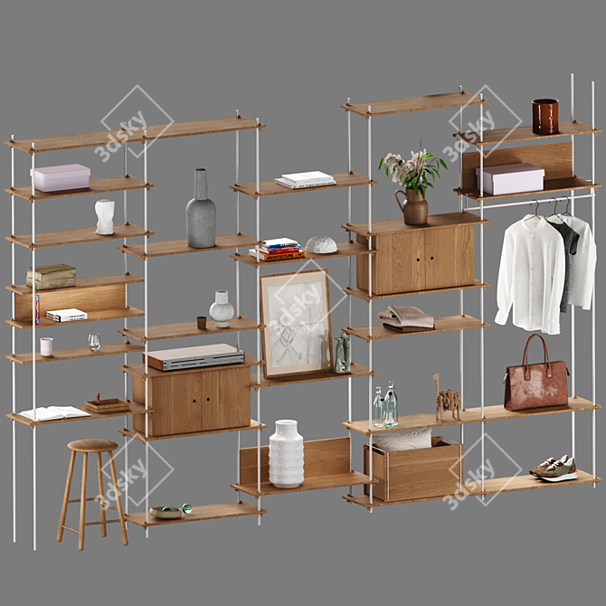 Customizable Floor Standing Shelving System 3D model image 6