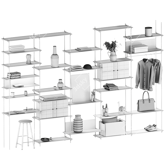 Customizable Floor Standing Shelving System 3D model image 7