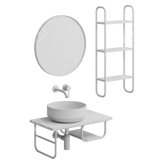 Modern Bathroom Furniture Set Uno 3D model image 4