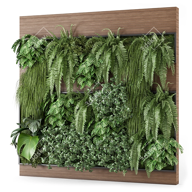 Wooden Base Indoor Vertical Garden 3D model image 1