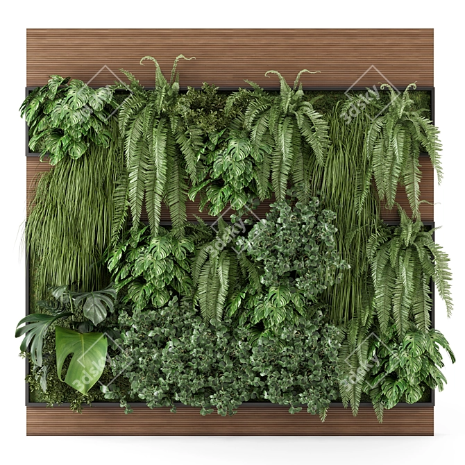 Wooden Base Indoor Vertical Garden 3D model image 2