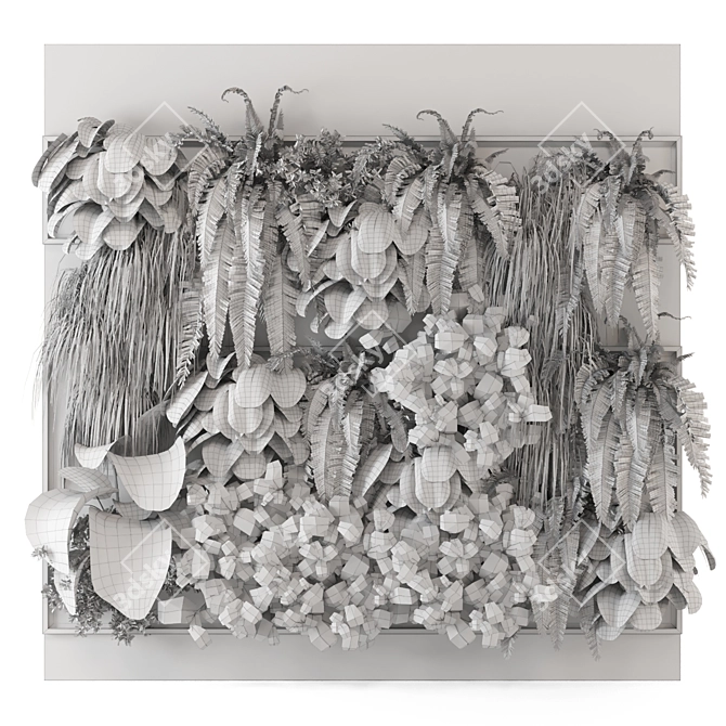 Wooden Base Indoor Vertical Garden 3D model image 3