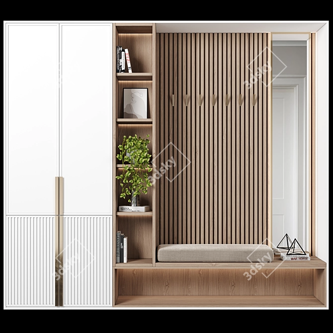 Versatile Hallway Cabinet Set 3D model image 1