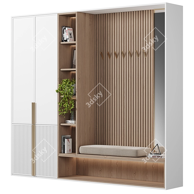 Versatile Hallway Cabinet Set 3D model image 2