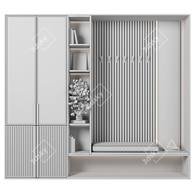 Versatile Hallway Cabinet Set 3D model image 5