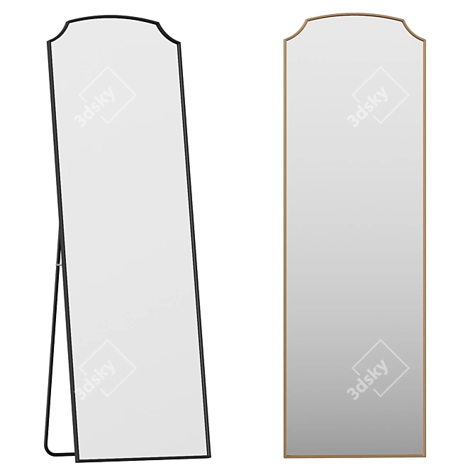 Elegantly Styled Wrought Iron Mirror 3D model image 1