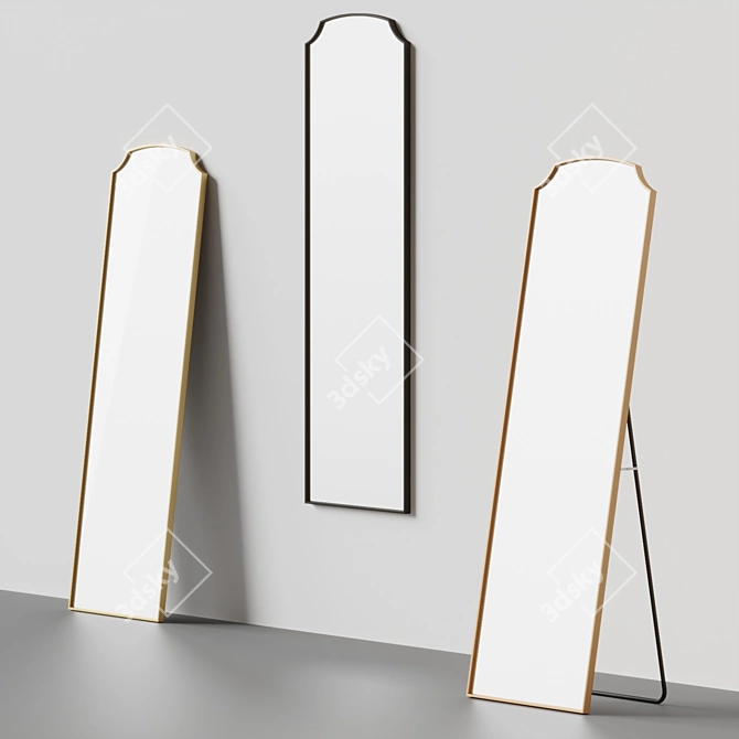 Elegantly Styled Wrought Iron Mirror 3D model image 5