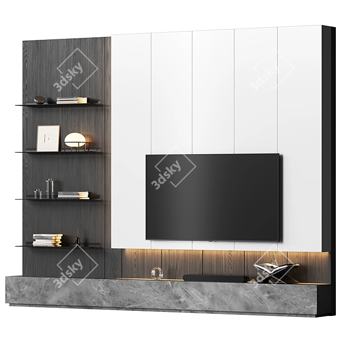  Modern TV Wall with Samsung TV 3D model image 1