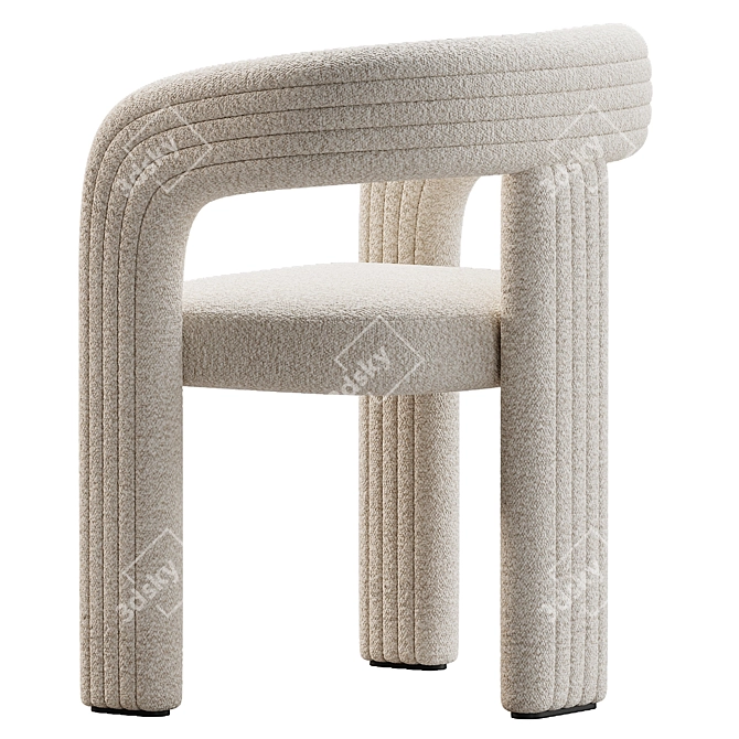 Modern White Boucle Dining Chairs 3D model image 5