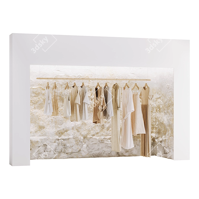 Display Stand with Women's Clothing 3D model image 1