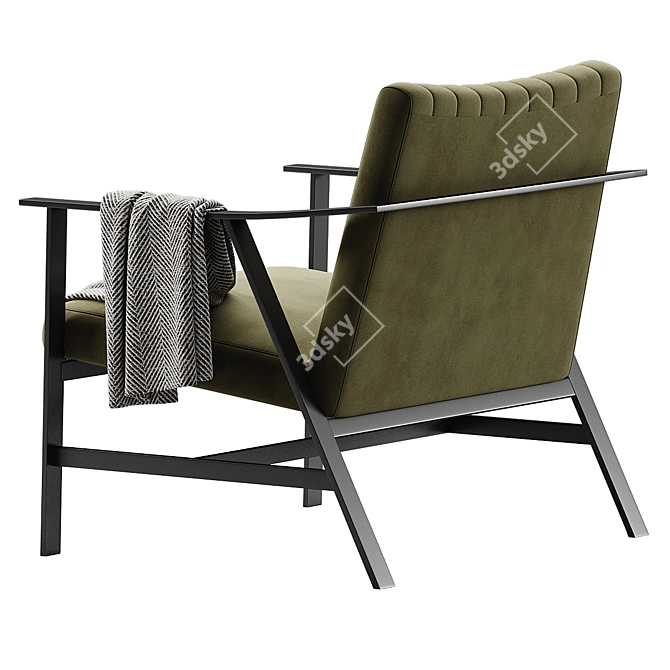 Elegant Blair Green Velvet Chair 3D model image 4