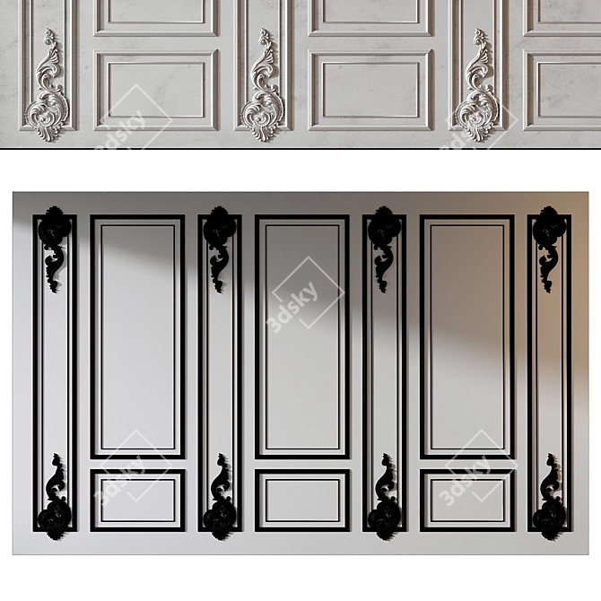 Modern 3D Wall Panel Decor 3D model image 4