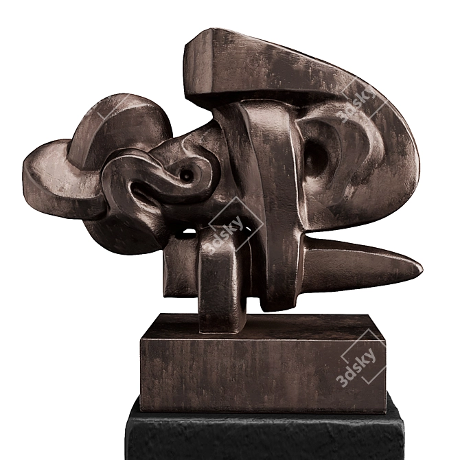 Intricate Knot Sculpture and Pedestal 3D model image 1