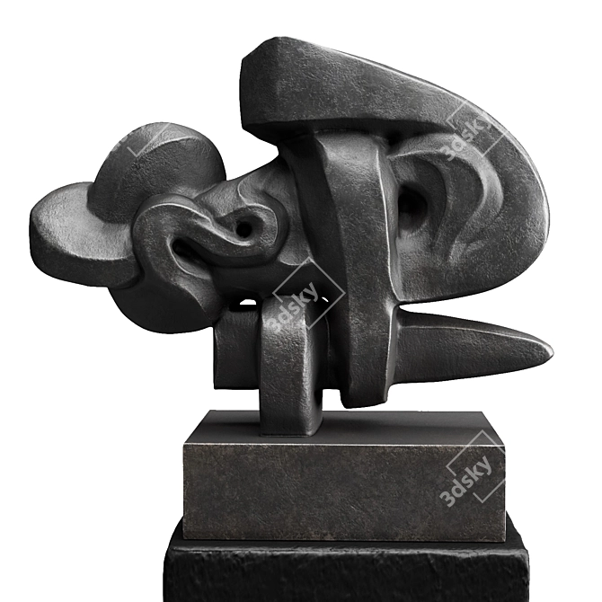 Intricate Knot Sculpture and Pedestal 3D model image 2