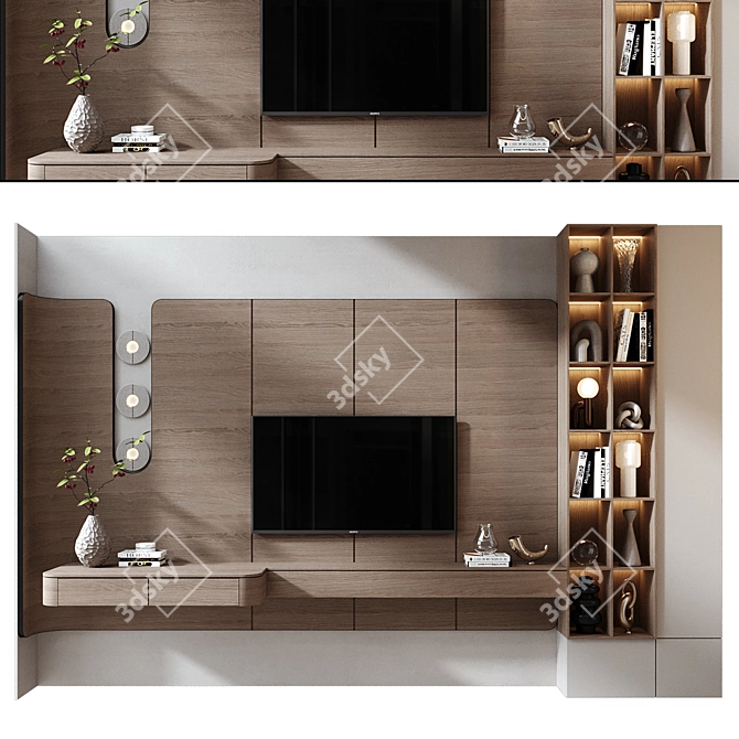 Modern TV Wall Mount Shelf 3D model image 3