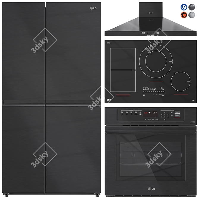 LG Kitchen Appliance Collection Set 3D model image 1